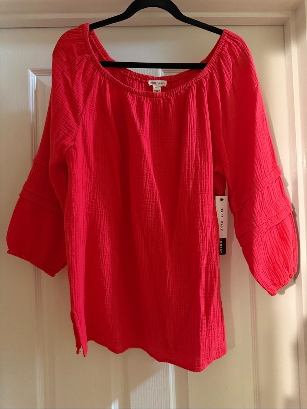 Tribal Jeans Women's Red Peasant Blouse
